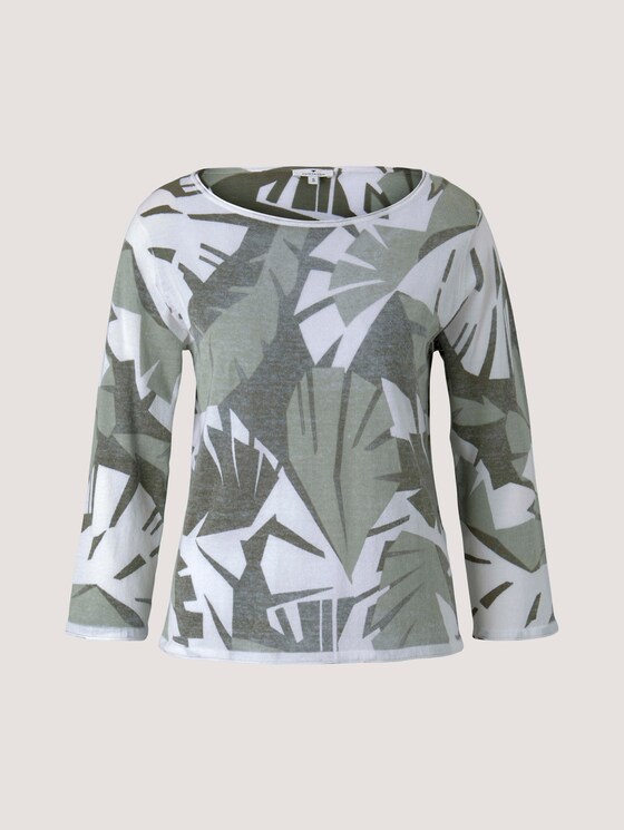7/8 Arm Pullover mit Palmen Print - Frauen - green botanical design 7/8 Arm Pullover mit Palmen Print - Frauen - green botanical design - 7 - TOM TAILOR