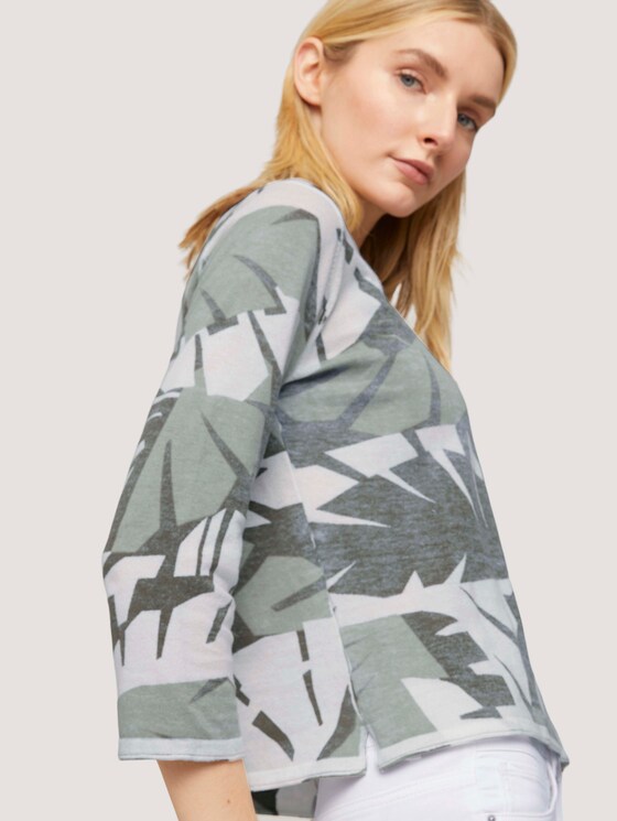 7/8 Arm Pullover mit Palmen Print - Frauen - green botanical design 7/8 Arm Pullover mit Palmen Print - Frauen - green botanical design - 9 - TOM TAILOR