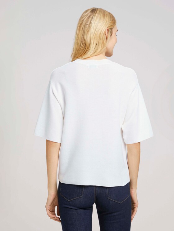 Kurzarm Pullover mit Bio-Baumwolle - Frauen - Whisper White Kurzarm Pullover mit Bio-Baumwolle - Frauen - Whisper White - 2 - TOM TAILOR