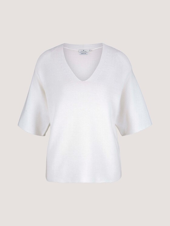 Kurzarm Pullover mit Bio-Baumwolle - Frauen - Whisper White Kurzarm Pullover mit Bio-Baumwolle - Frauen - Whisper White - 7 - TOM TAILOR