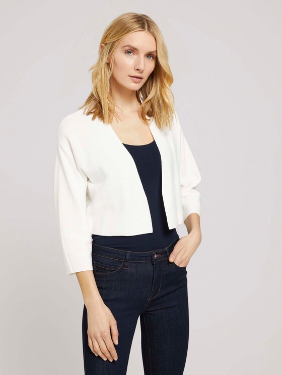 Kurzer Cardigan mit Bio-Baumwolle - Frauen - Whisper White Kurzer Cardigan mit Bio-Baumwolle - Frauen - Whisper White - 1 - TOM TAILOR