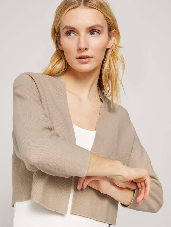 Kurzer Cardigan mit Bio-Baumwolle - Frauen - desert linen Kurzer Cardigan mit Bio-Baumwolle - Frauen - desert linen - 9 - TOM TAILOR