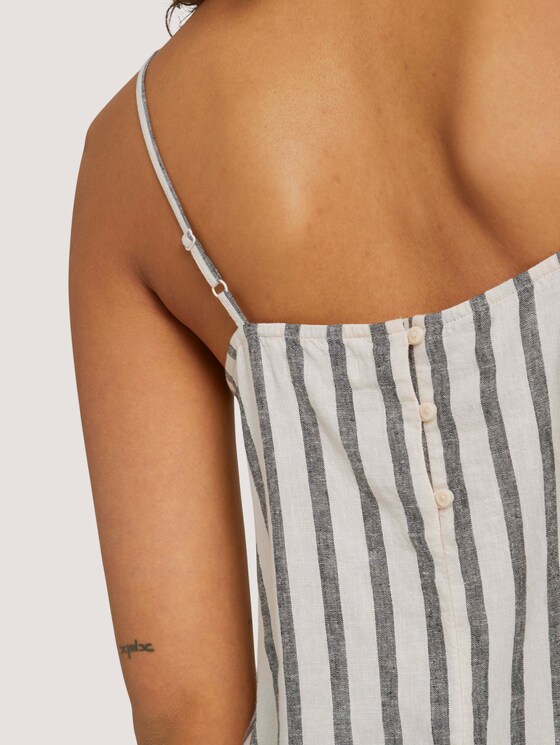 Spaghetti top with linen - Women - black beige stripe Spaghetti top with linen - Women - black beige stripe - 10 - TOM TAILOR Denim