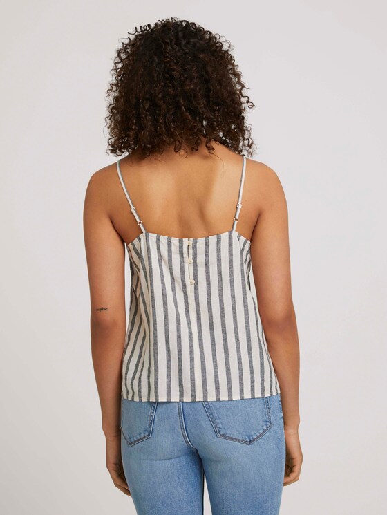 Spaghetti top with linen - Women - black beige stripe Spaghetti top with linen - Women - black beige stripe - 2 - TOM TAILOR Denim