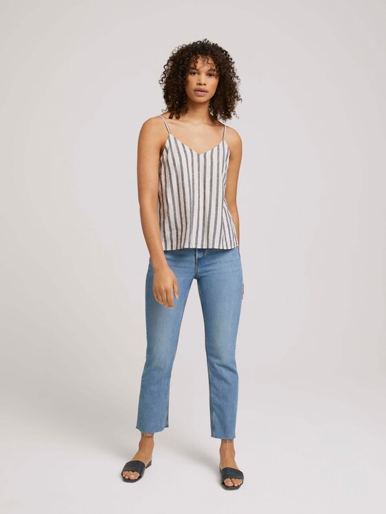 Spaghetti top with linen - Women - black beige stripe Spaghetti top with linen - Women - black beige stripe - 3 - TOM TAILOR Denim