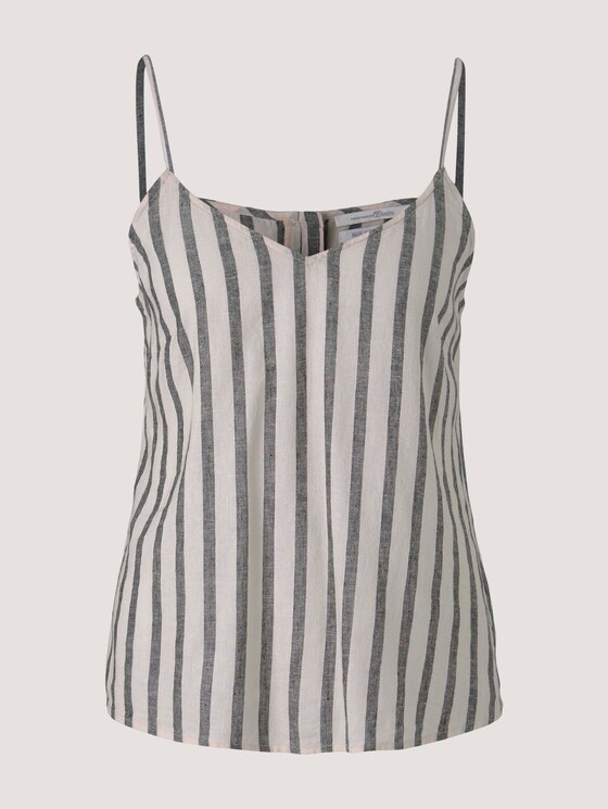 Spaghetti top with linen - Women - black beige stripe Spaghetti top with linen - Women - black beige stripe - 7 - TOM TAILOR Denim