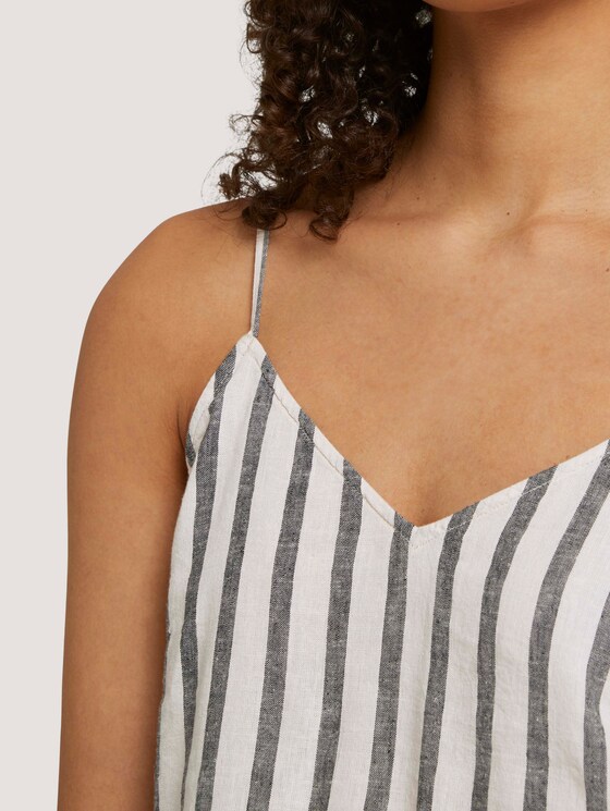 Spaghetti top with linen - Women - black beige stripe Spaghetti top with linen - Women - black beige stripe - 9 - TOM TAILOR Denim