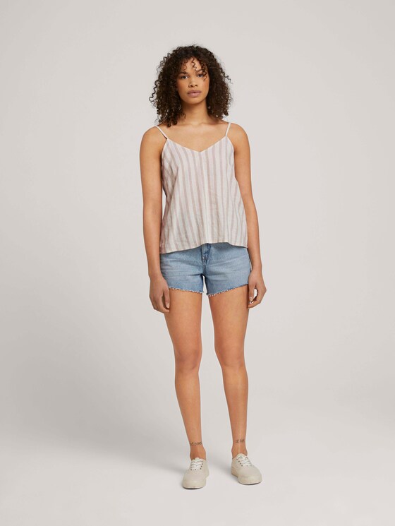 Spaghetti Top mit Leinen - Frauen - brown beige stripe Spaghetti Top mit Leinen - Frauen - brown beige stripe - 3 - TOM TAILOR Denim