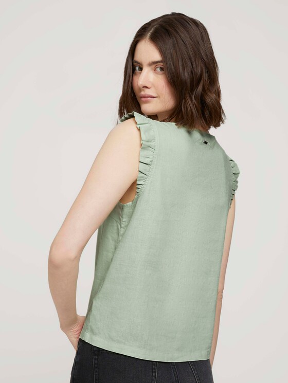Ärmellose geknöpfte Bluse mit Leinen - Frauen - light dusty green Ärmellose geknöpfte Bluse mit Leinen - Frauen - light dusty green - 2 - TOM TAILOR Denim