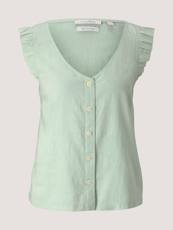 Ärmellose geknöpfte Bluse mit Leinen - Frauen - light dusty green Ärmellose geknöpfte Bluse mit Leinen - Frauen - light dusty green - 7 - TOM TAILOR Denim