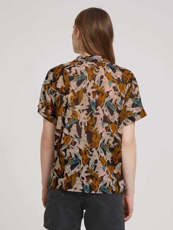 Gemusterte Kurzarm Hemdbluse - Frauen - abstract monkey print Gemusterte Kurzarm Hemdbluse - Frauen - abstract monkey print - 2 - TOM TAILOR Denim