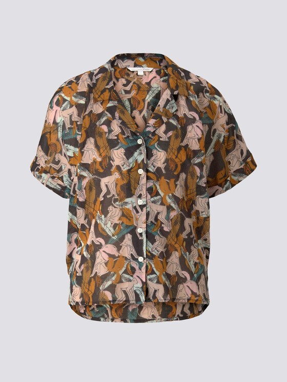 Gemusterte Kurzarm Hemdbluse - Frauen - abstract monkey print Gemusterte Kurzarm Hemdbluse - Frauen - abstract monkey print - 7 - TOM TAILOR Denim