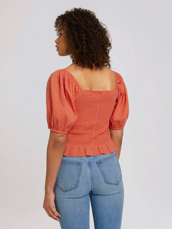 Rüschen Bluse mit Bio-Baumwolle - Frauen - sundown coral Rüschen Bluse mit Bio-Baumwolle - Frauen - sundown coral - 2 - TOM TAILOR Denim