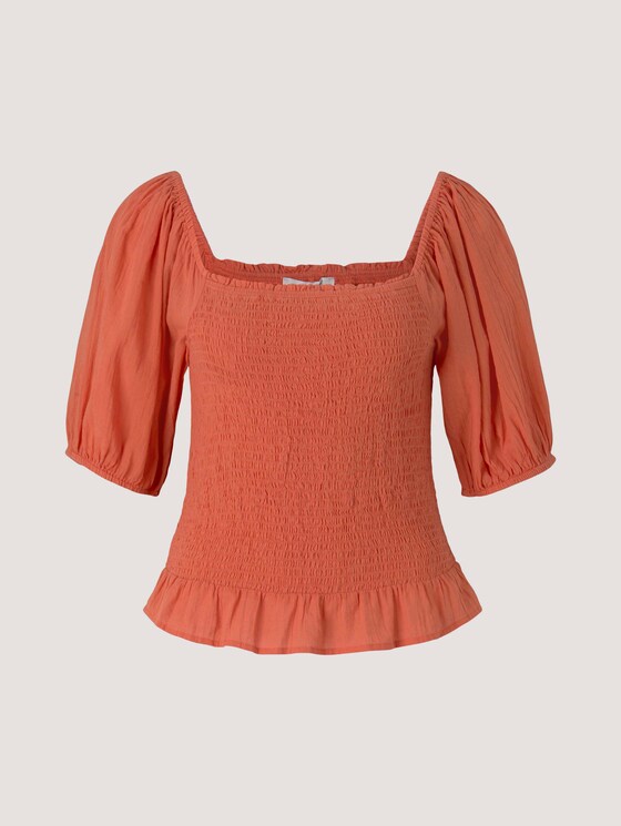 Rüschen Bluse mit Bio-Baumwolle - Frauen - sundown coral Rüschen Bluse mit Bio-Baumwolle - Frauen - sundown coral - 7 - TOM TAILOR Denim
