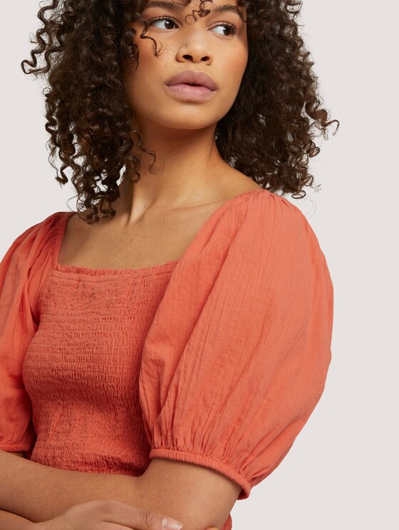 Rüschen Bluse mit Bio-Baumwolle - Frauen - sundown coral Rüschen Bluse mit Bio-Baumwolle - Frauen - sundown coral - 9 - TOM TAILOR Denim