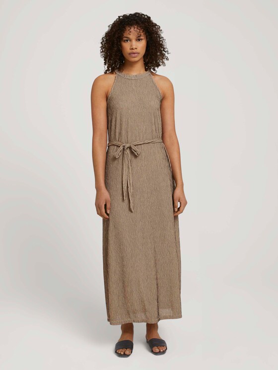 Gestreiftes Neckholder Maxikleid - Frauen - beige black structured stripe Gestreiftes Neckholder Maxikleid - Frauen - beige black structured stripe - 1 - TOM TAILOR Denim