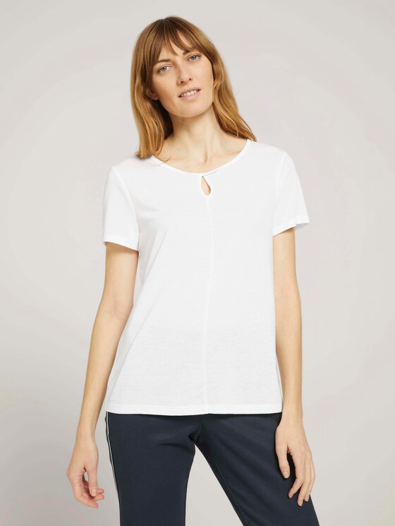 T-Shirt mit Knotendetail - Frauen - Whisper White T-Shirt mit Knotendetail - Frauen - Whisper White - 1 - TOM TAILOR