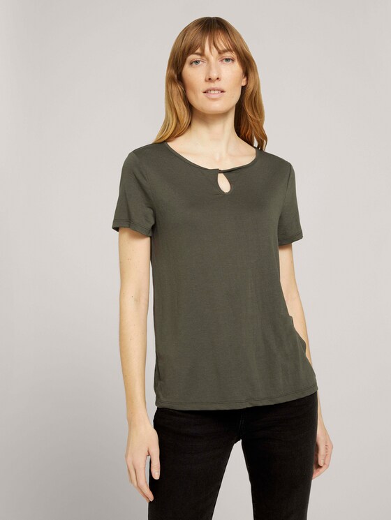 T-Shirt mit Knotendetail - Frauen - Grape Leaf Green T-Shirt mit Knotendetail - Frauen - Grape Leaf Green - 1 - TOM TAILOR