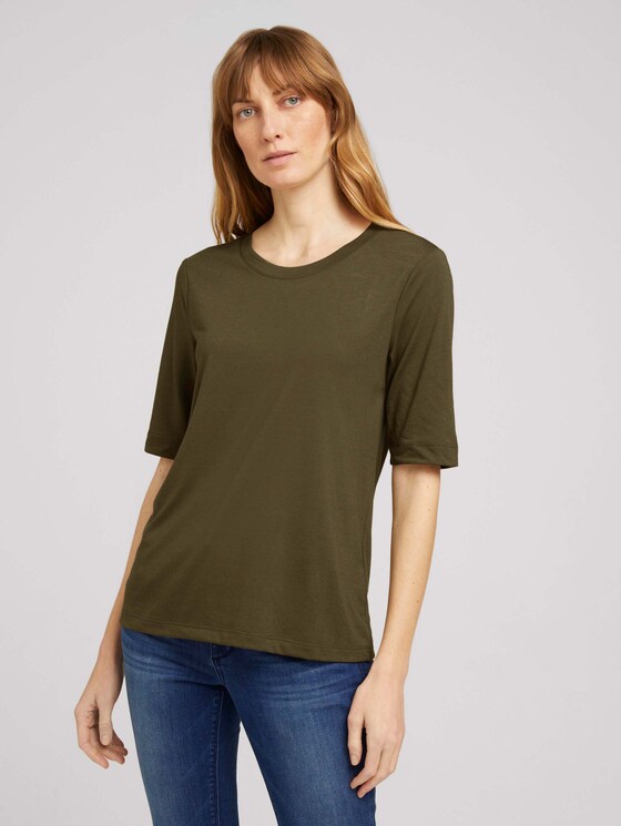 T-Shirt mit feinem Print - Frauen - Grape Leaf Green T-Shirt mit feinem Print - Frauen - Grape Leaf Green - 1 - TOM TAILOR
