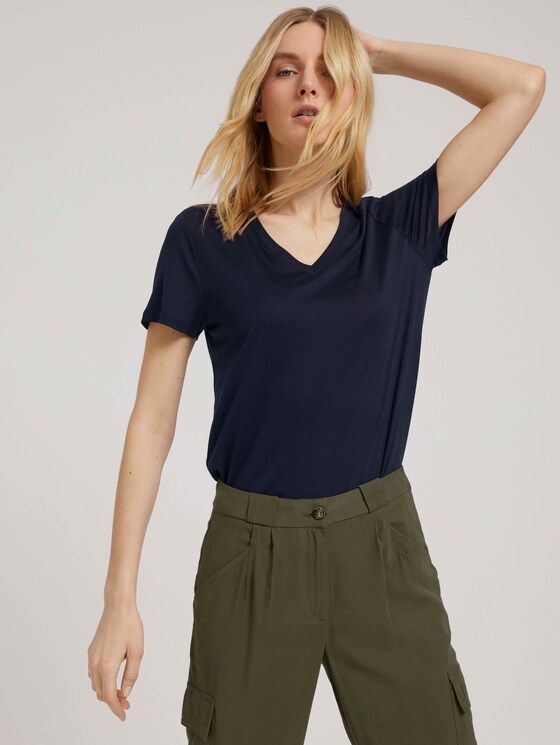 Basic T-Shirt mit Lyocell - Frauen - Sky Captain Blue Basic T-Shirt mit Lyocell - Frauen - Sky Captain Blue - 5 - TOM TAILOR