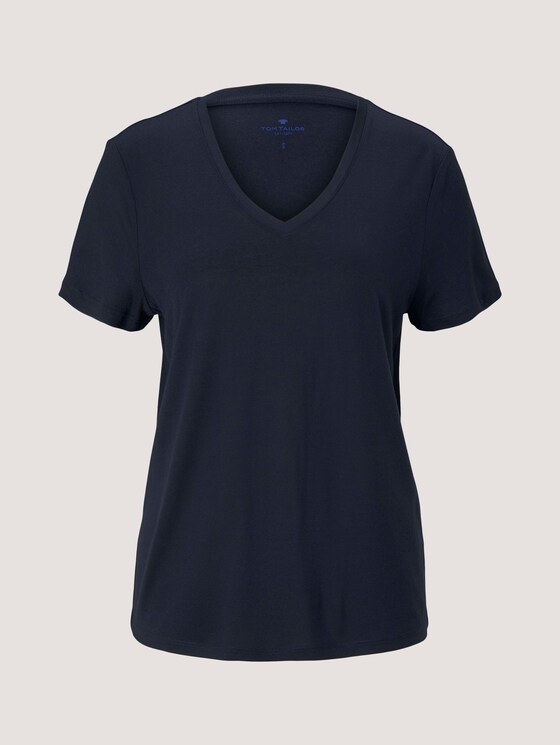 Basic T-Shirt mit Lyocell - Frauen - Sky Captain Blue Basic T-Shirt mit Lyocell - Frauen - Sky Captain Blue - 7 - TOM TAILOR