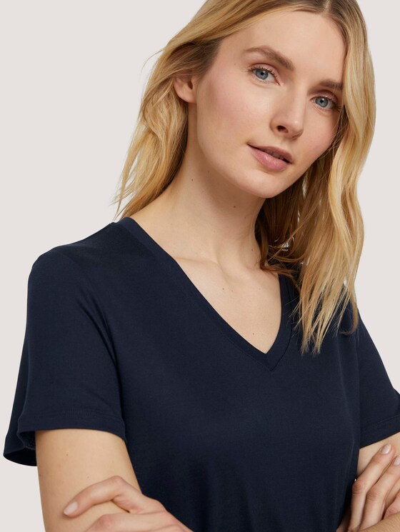 Basic T-Shirt mit Lyocell - Frauen - Sky Captain Blue Basic T-Shirt mit Lyocell - Frauen - Sky Captain Blue - 9 - TOM TAILOR