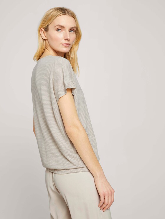 Strukturiertes T-Shirt mit elastischem Bund - Frauen - linen offwhite structure Strukturiertes T-Shirt mit elastischem Bund - Frauen - linen offwhite structure - 2 - TOM TAILOR
