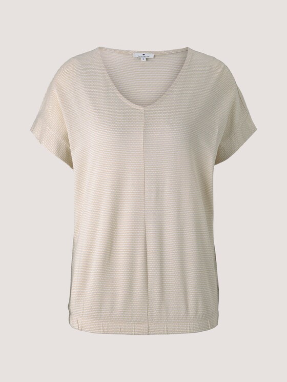 Strukturiertes T-Shirt mit elastischem Bund - Frauen - linen offwhite structure Strukturiertes T-Shirt mit elastischem Bund - Frauen - linen offwhite structure - 7 - TOM TAILOR