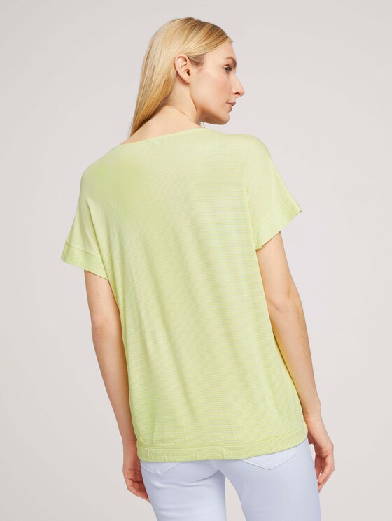 Strukturiertes T-Shirt mit elastischem Bund - Frauen - celery offwhite structure Strukturiertes T-Shirt mit elastischem Bund - Frauen - celery offwhite structure - 2 - TOM TAILOR