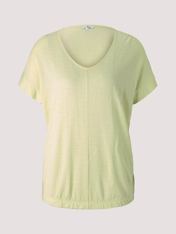 Strukturiertes T-Shirt mit elastischem Bund - Frauen - celery offwhite structure Strukturiertes T-Shirt mit elastischem Bund - Frauen - celery offwhite structure - 7 - TOM TAILOR