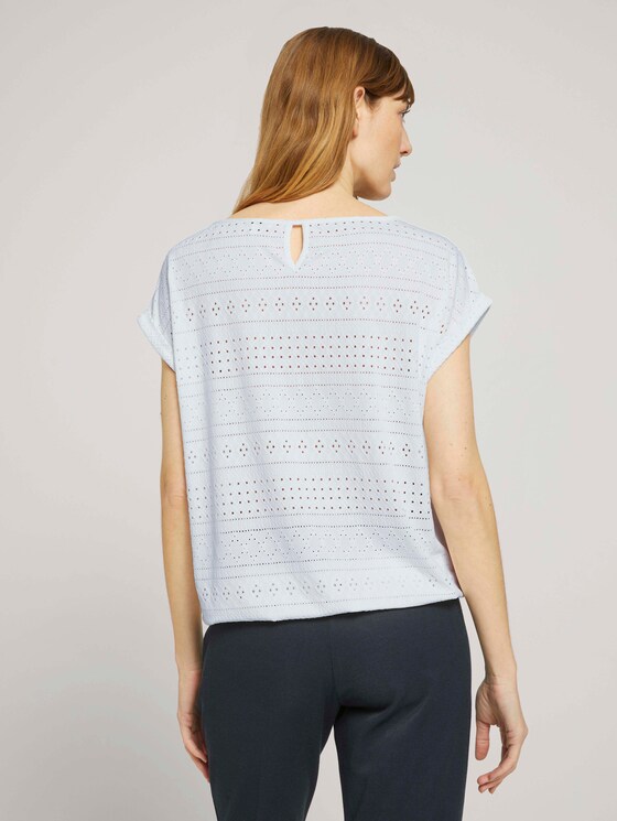 Elastisches T-Shirt mit Strukturmuster - Frauen - Whisper White Elastisches T-Shirt mit Strukturmuster - Frauen - Whisper White - 2 - TOM TAILOR