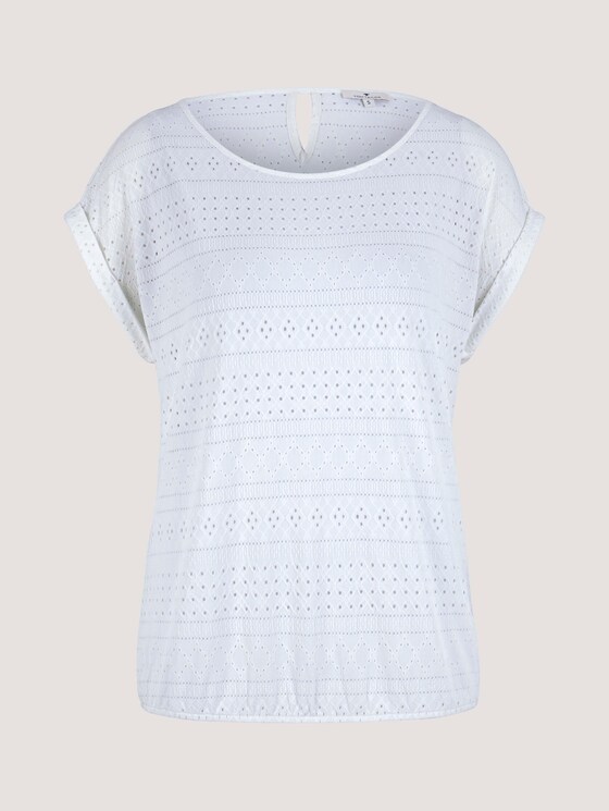 Elastisches T-Shirt mit Strukturmuster - Frauen - Whisper White Elastisches T-Shirt mit Strukturmuster - Frauen - Whisper White - 7 - TOM TAILOR