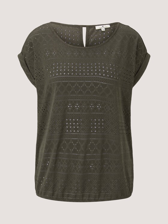 Elastisches T-Shirt mit Strukturmuster - Frauen - Grape Leaf Green Elastisches T-Shirt mit Strukturmuster - Frauen - Grape Leaf Green - 7 - TOM TAILOR