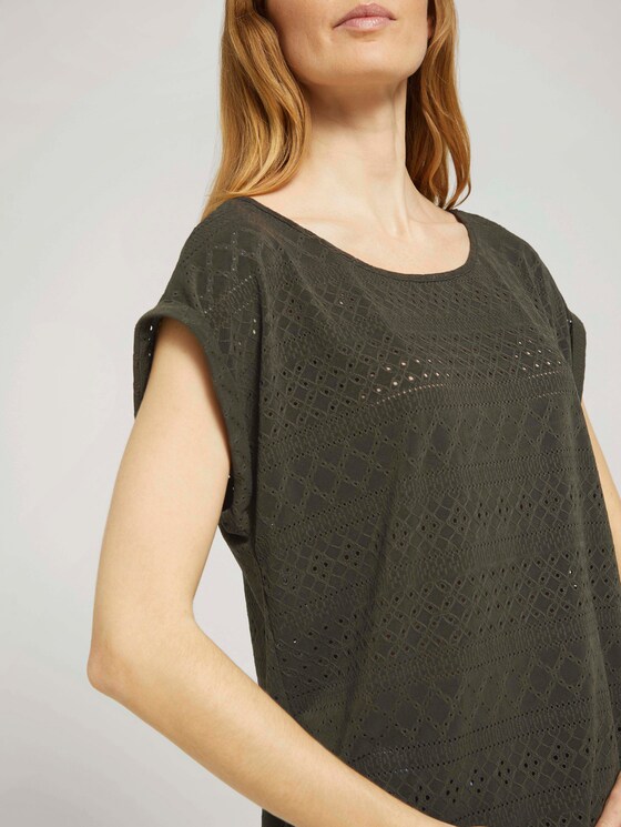 Elastisches T-Shirt mit Strukturmuster - Frauen - Grape Leaf Green Elastisches T-Shirt mit Strukturmuster - Frauen - Grape Leaf Green - 9 - TOM TAILOR