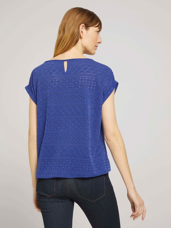 Elastisches T-Shirt mit Strukturmuster - Frauen - anemone blue Elastisches T-Shirt mit Strukturmuster - Frauen - anemone blue - 2 - TOM TAILOR