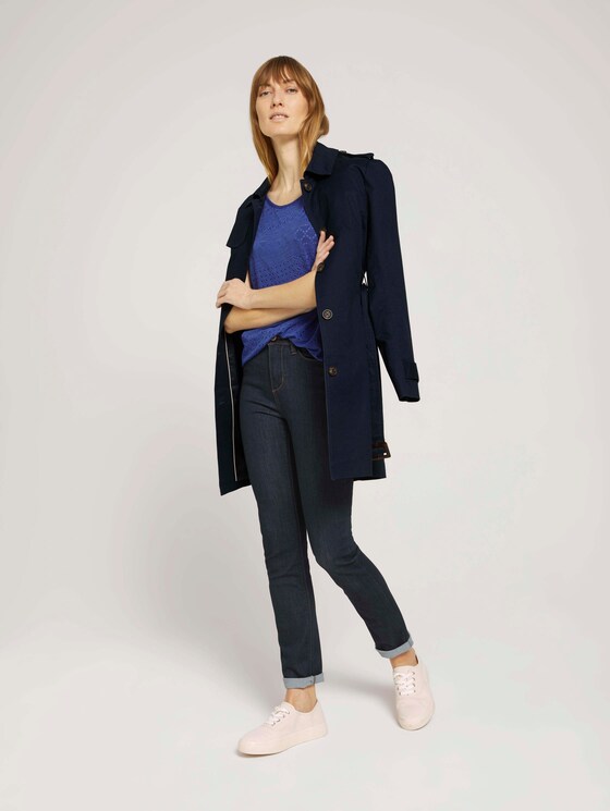 Elastisches T-Shirt mit Strukturmuster - Frauen - anemone blue Elastisches T-Shirt mit Strukturmuster - Frauen - anemone blue - 3 - TOM TAILOR