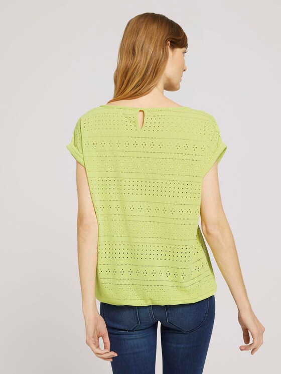 Elastisches T-Shirt mit Strukturmuster - Frauen - celery ice Elastisches T-Shirt mit Strukturmuster - Frauen - celery ice - 2 - TOM TAILOR