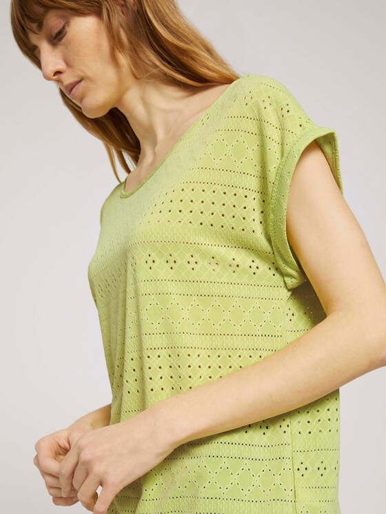 Elastisches T-Shirt mit Strukturmuster - Frauen - celery ice Elastisches T-Shirt mit Strukturmuster - Frauen - celery ice - 9 - TOM TAILOR