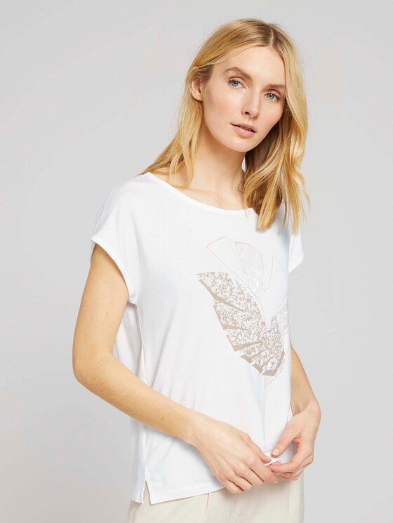 Print T-Shirt mit LENZING™ ECOVERO™ - Frauen - Whisper White Print T-Shirt mit LENZING™ ECOVERO™ - Frauen - Whisper White - 1 - TOM TAILOR