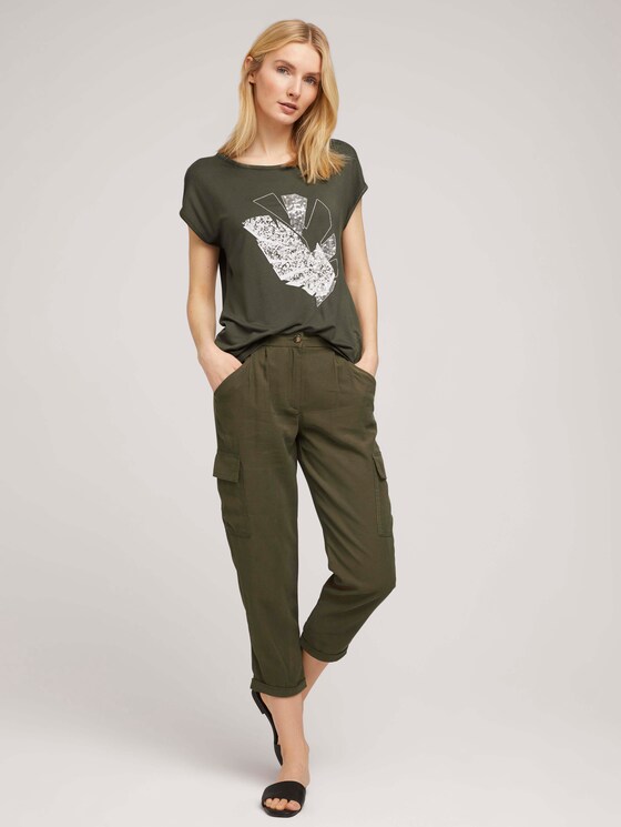 Print T-Shirt mit LENZING™ ECOVERO™ - Frauen - Grape Leaf Green Print T-Shirt mit LENZING™ ECOVERO™ - Frauen - Grape Leaf Green - 3 - TOM TAILOR