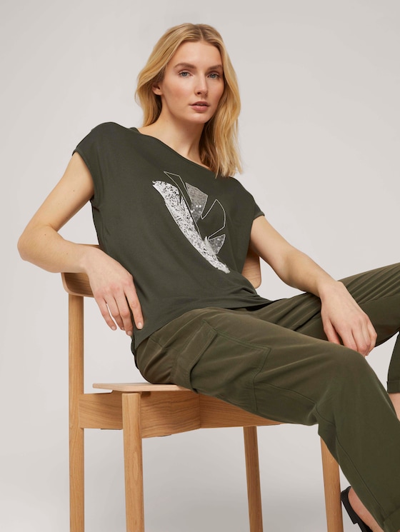 Print T-Shirt mit LENZING™ ECOVERO™ - Frauen - Grape Leaf Green Print T-Shirt mit LENZING™ ECOVERO™ - Frauen - Grape Leaf Green - 5 - TOM TAILOR