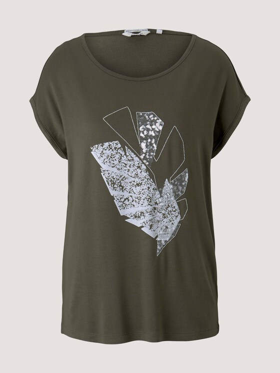 Print T-Shirt mit LENZING™ ECOVERO™ - Frauen - Grape Leaf Green Print T-Shirt mit LENZING™ ECOVERO™ - Frauen - Grape Leaf Green - 7 - TOM TAILOR