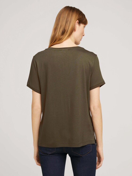T-Shirt im Materialmix - Frauen - Grape Leaf Green T-Shirt im Materialmix - Frauen - Grape Leaf Green - 2 - TOM TAILOR