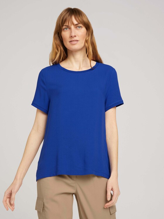 T-Shirt im Materialmix - Frauen - anemone blue T-Shirt im Materialmix - Frauen - anemone blue - 1 - TOM TAILOR