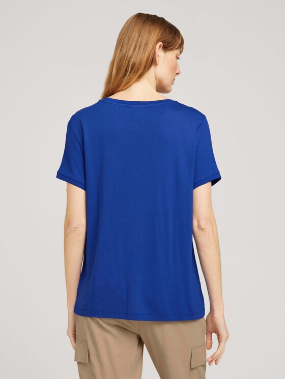 T-Shirt im Materialmix - Frauen - anemone blue T-Shirt im Materialmix - Frauen - anemone blue - 2 - TOM TAILOR