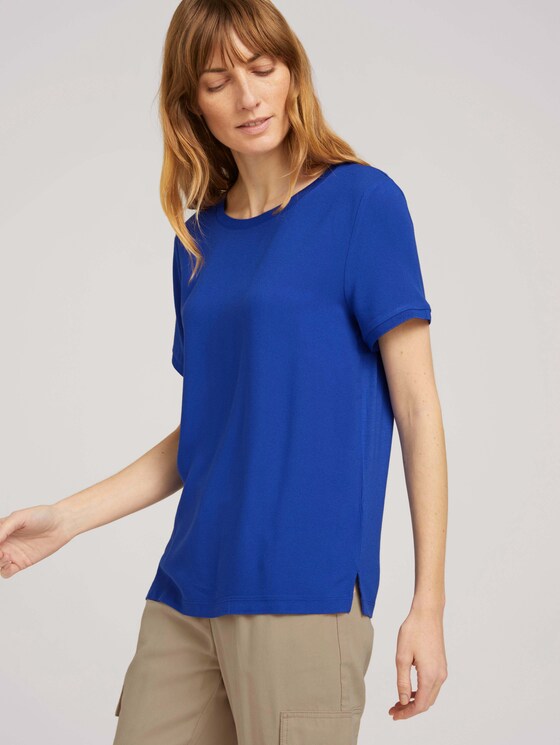 T-Shirt im Materialmix - Frauen - anemone blue T-Shirt im Materialmix - Frauen - anemone blue - 5 - TOM TAILOR
