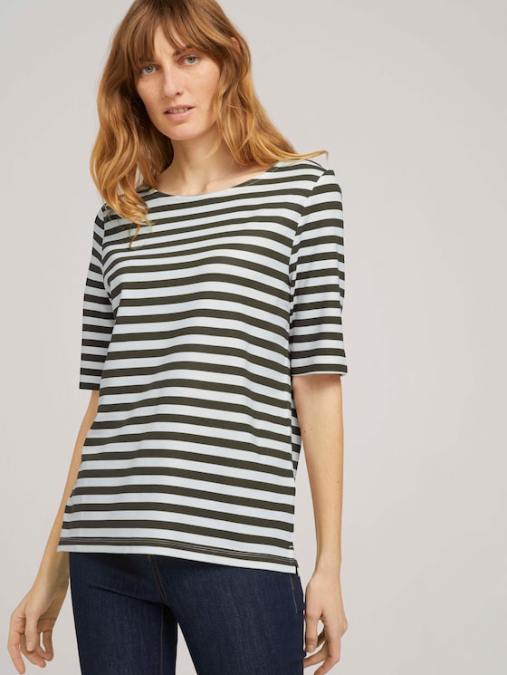 Gestreiftes T-Shirt - Frauen - green horizontal stripe - 5 - TOM TAILOR