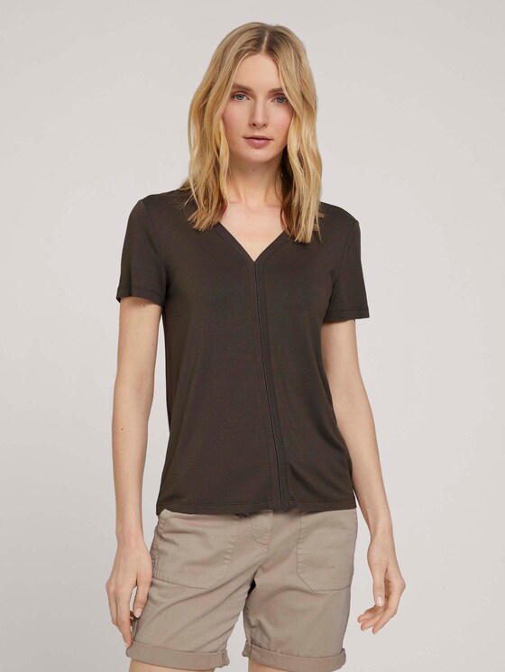 T-Shirt mit LENZING™ ECOVERO™ - Frauen - Grape Leaf Green T-Shirt mit LENZING™ ECOVERO™ - Frauen - Grape Leaf Green - 1 - TOM TAILOR