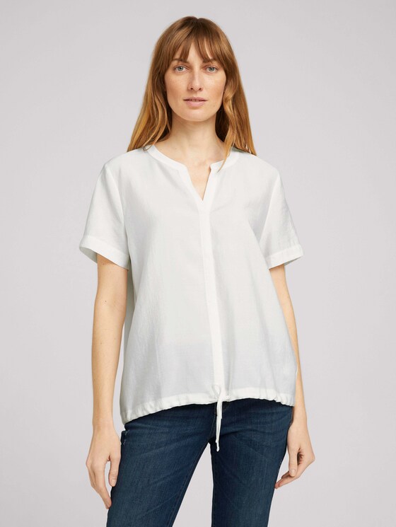 T-Shirt mit TENCEL™ und Tunnelzug - Frauen - Whisper White T-Shirt mit TENCEL™ und Tunnelzug - Frauen - Whisper White - 1 - TOM TAILOR
