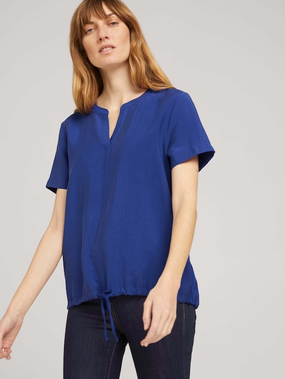 T-Shirt mit TENCEL™ und Tunnelzug - Frauen - anemone blue T-Shirt mit TENCEL™ und Tunnelzug - Frauen - anemone blue - 5 - TOM TAILOR